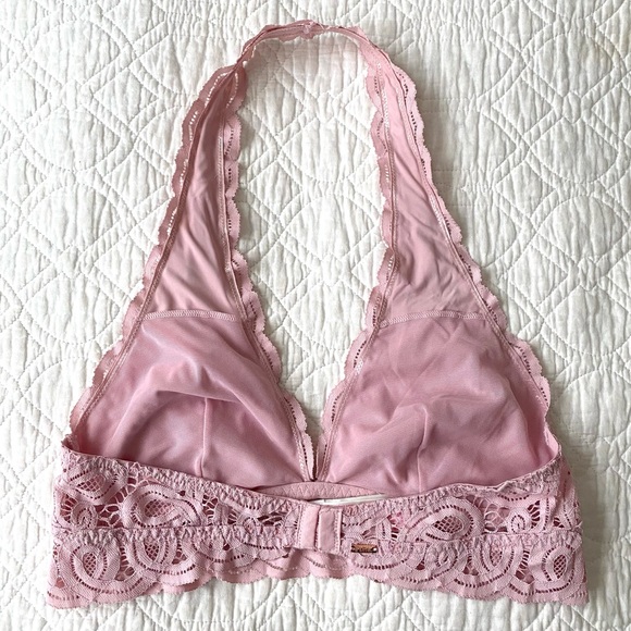 PINK Victoria’s Secret Pink Lace Halter Bralette Size M - Picture 2 of 9
